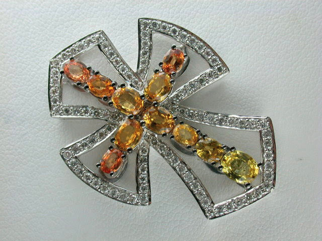 Modern Secondhand Solid 18K 18ct White Gold, Sapphire & Diamond Cross Charm